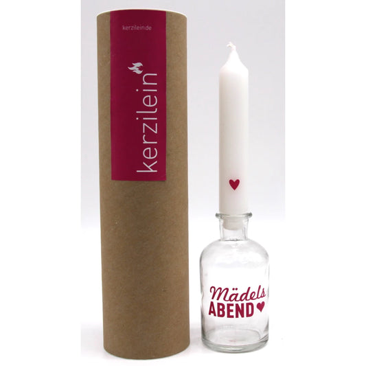 FaS727 Glas mit Stabkerze, pink "MÄDELSABEND"