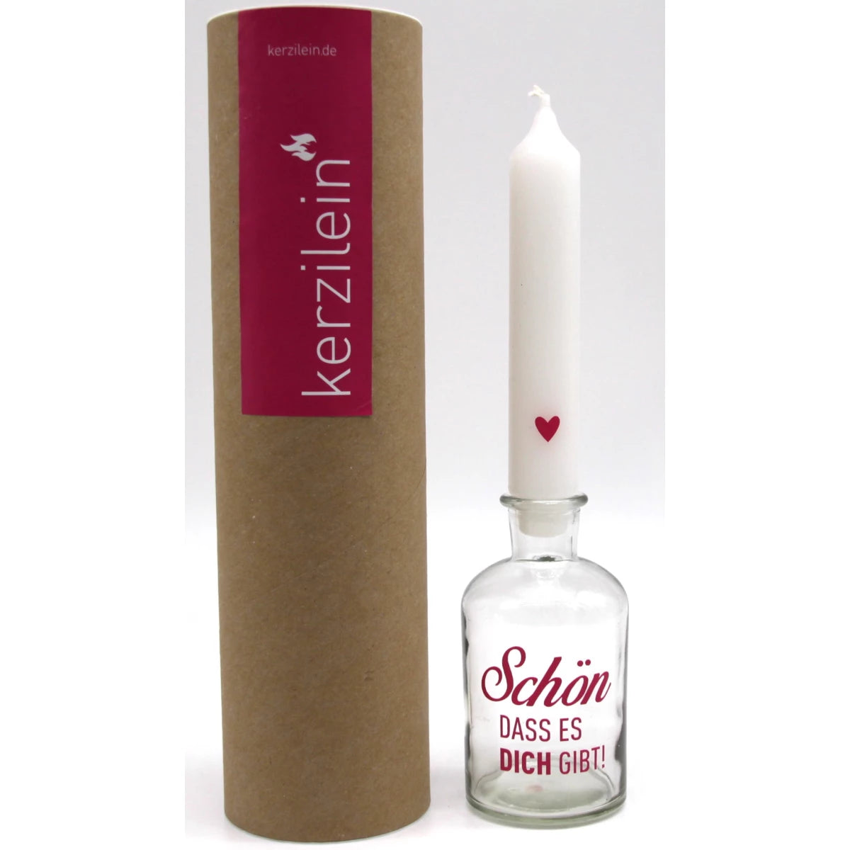 FaS728 Glas mit Stabkerze, pink "SCHÖN,DASS ES DICH GIBT"