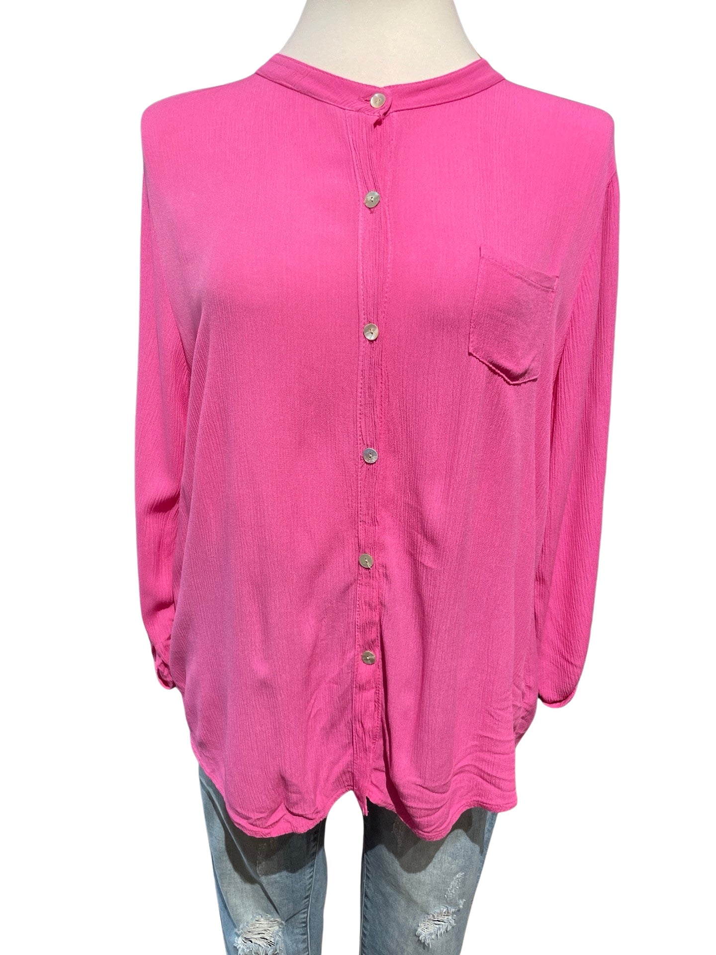 Fas283 Bluse mit Krempelärmeln