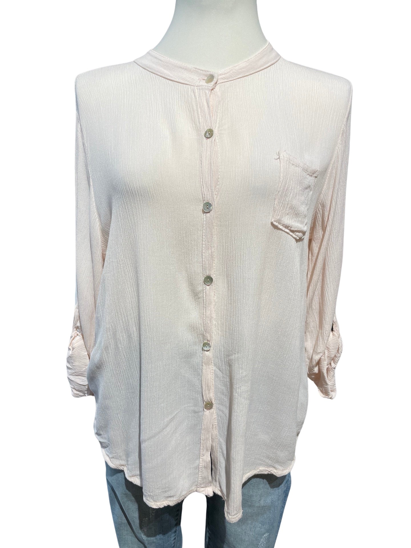 Fas283 Bluse mit Krempelärmeln