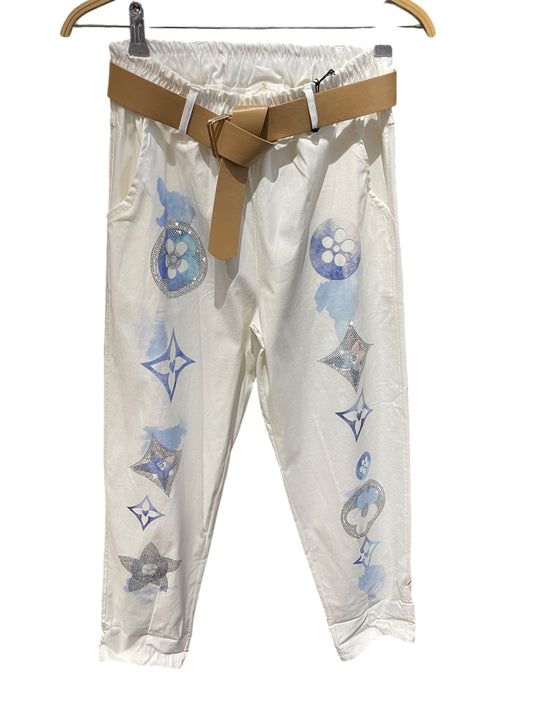 FaS819 Chino Hose mit Glitzerprint