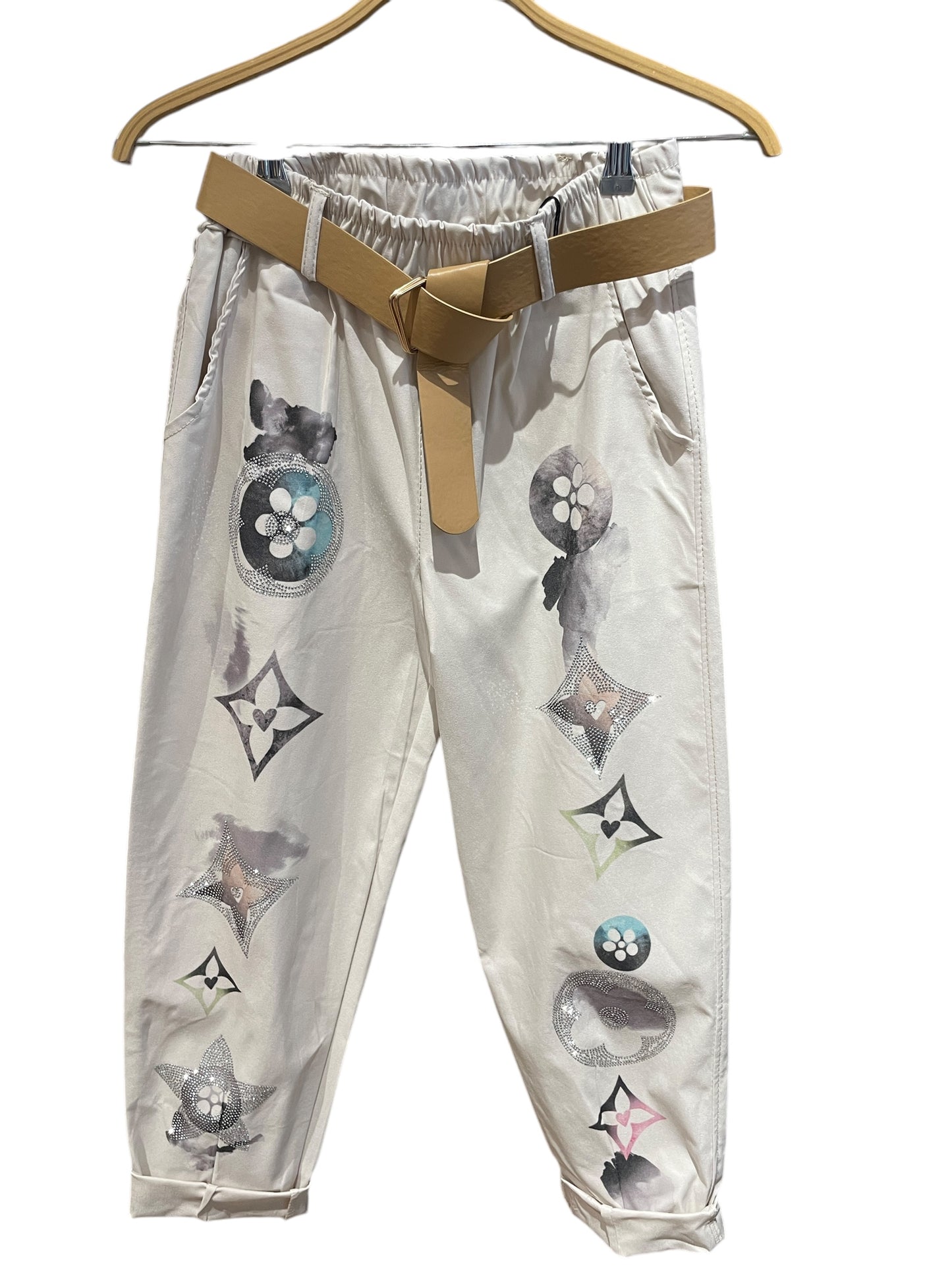 FaS819 Chino Hose mit Glitzerprint