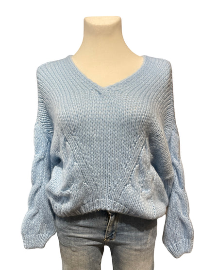 FaS739 Pullover mit Zopfmuster